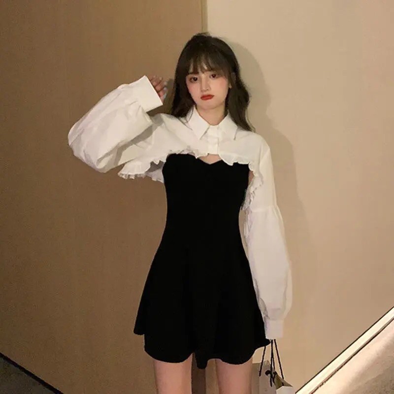 Set Áo Sơ Mi Trắng + Váy ULZZANG M27