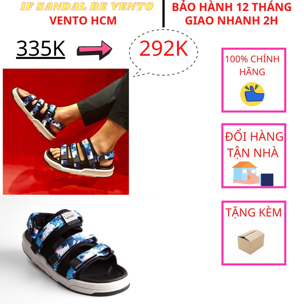 Giày Sandal VENTO Nam Nữ 3 Quai Ngang Cao Cấp NV1001 Đế Cao 3cm chất liệu vải dù đế cao su chống hôi chân !