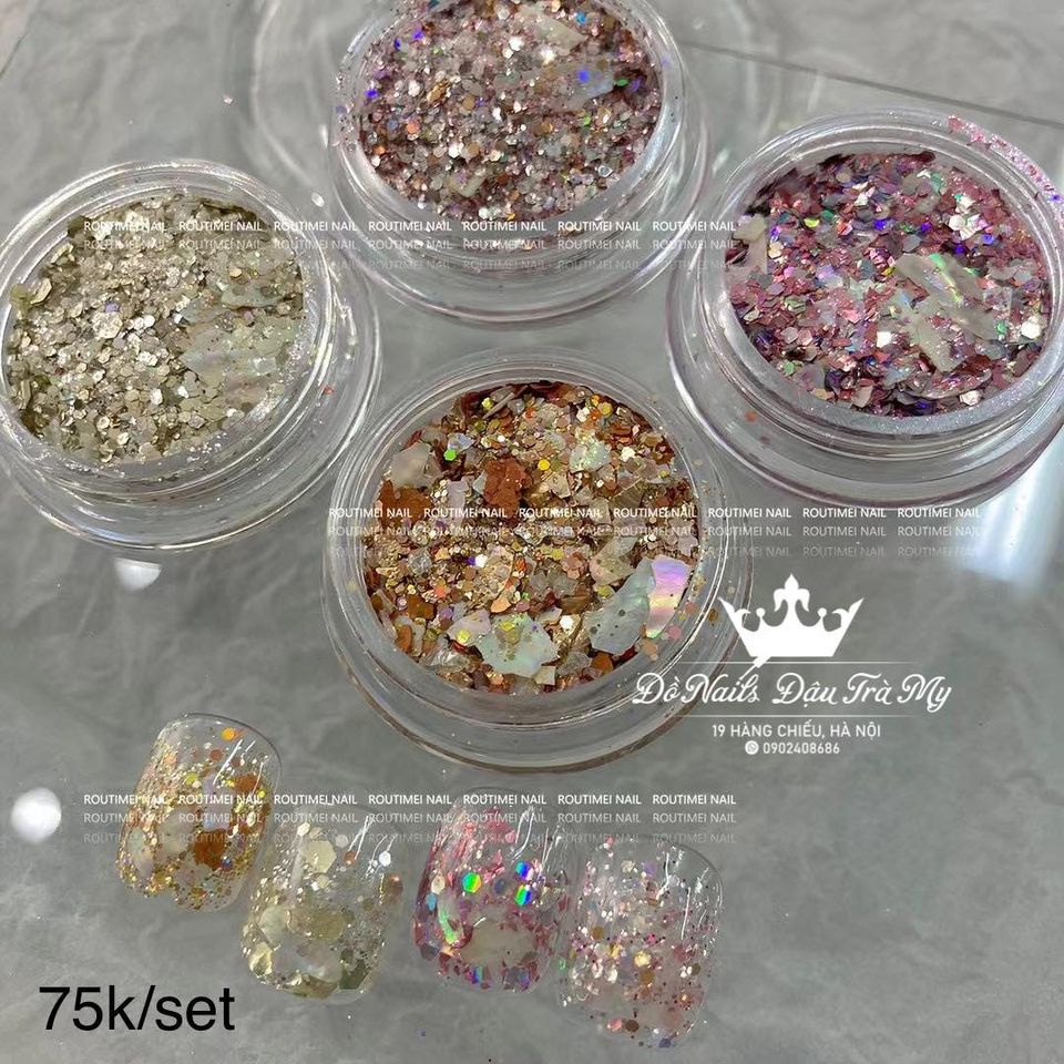 Phụ kiện nail - Set nhũ mix xà cừ N168