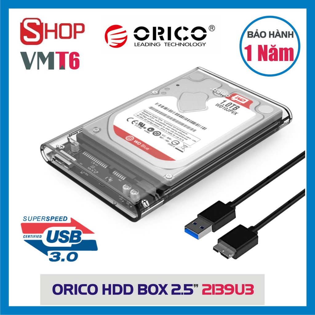 Box ổ cứng ORICO 2.5&quot; (2139U3, 2577U3, 2020U3...) cổng USB 3.0 - Chính hãng bảo hành 12 tháng !