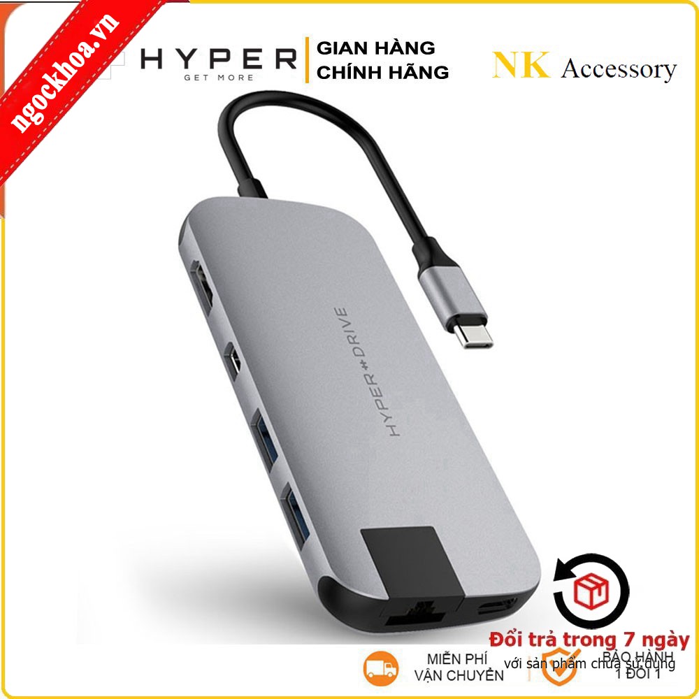 Cổng chuyển HyperDrive Slim 8-in-1 USB-C HUB cho Macbook & Devices -  Hàng Chính Hãng0