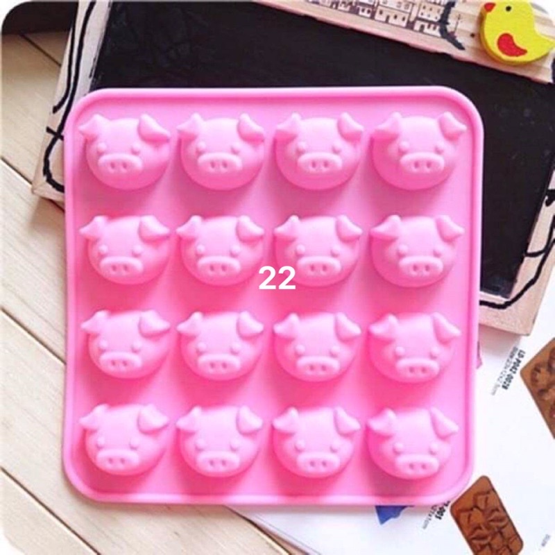 Khuôn silicon vỉ làm thạch rau câu pudding hình phô mai/cá/heo/hoa lá