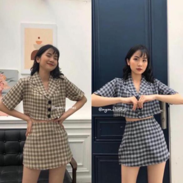 SET VEST CROPTOP PHỐI VÁY