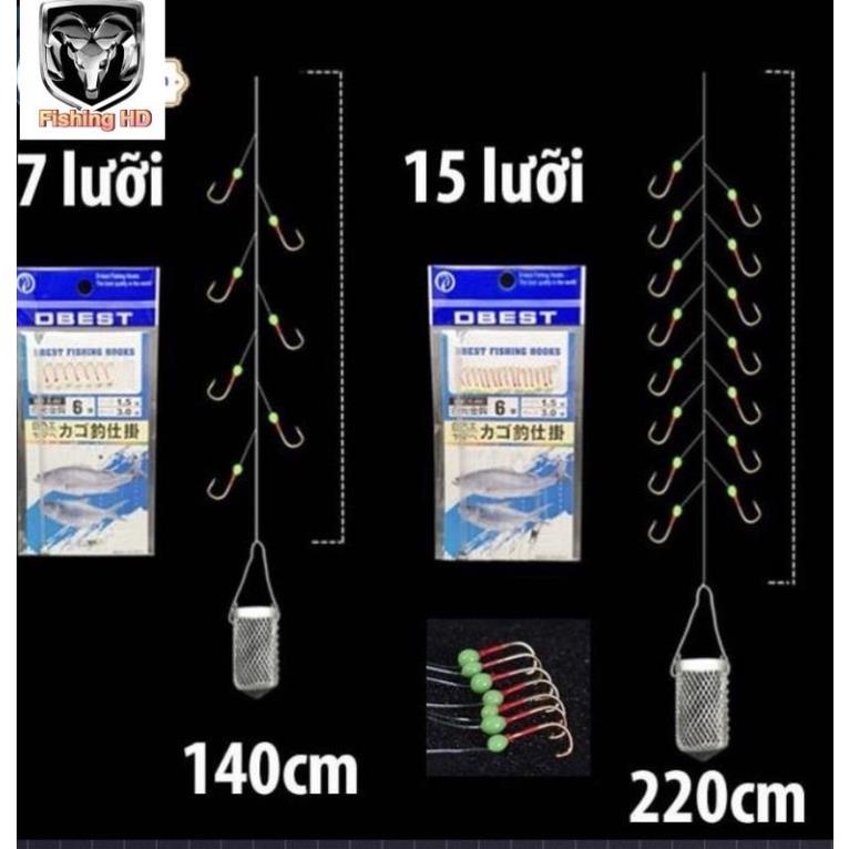 Bộ Thẻo 7 Lưỡi Câu Cá Mương Hồ Có Rọ Sắt Lưỡi Câu Cá Siêu Bén Giá Rẻ LC7 đồ câu FISHING_HD