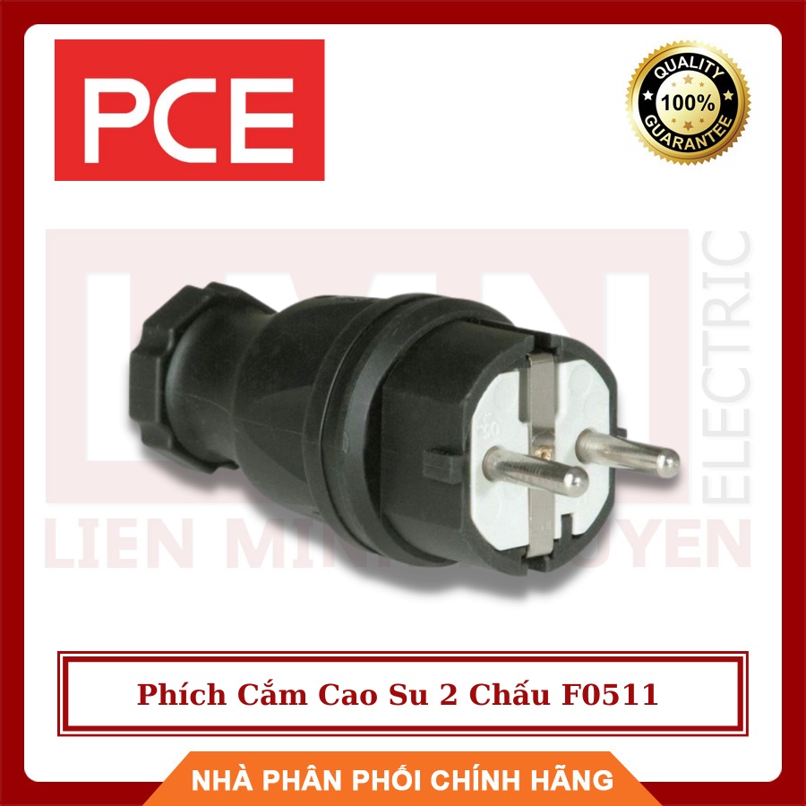 Phích Cắm Cao Su 2 Chấu F0511 PCE - Hàng Chất Lượng - BH 12 Tháng