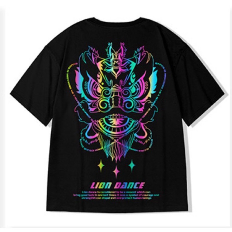 Áo thun phản quang in hình lân Tết Lion Dance TD store