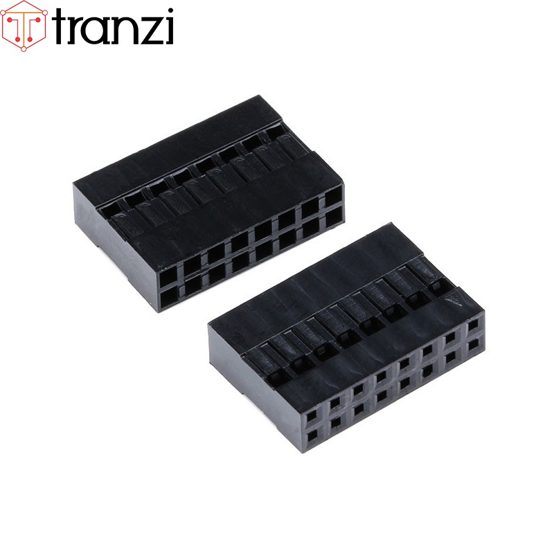 Vỏ header 2.54mm dupont 2x8P 14mm đen - túi 10 cái