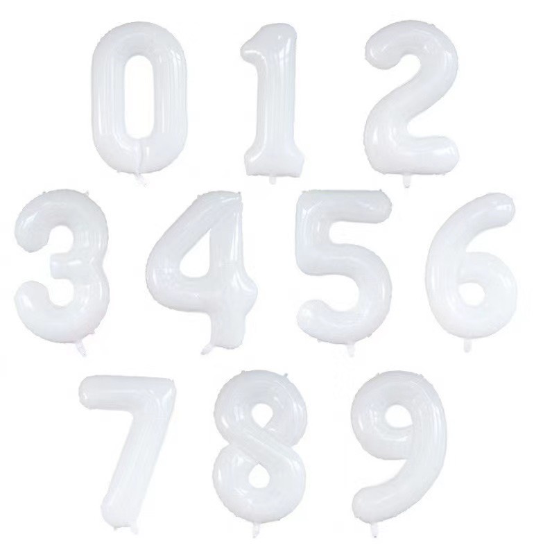 Bóng Bay Số 0-9 Màu Trắng Tinh 32' 75cm JY89