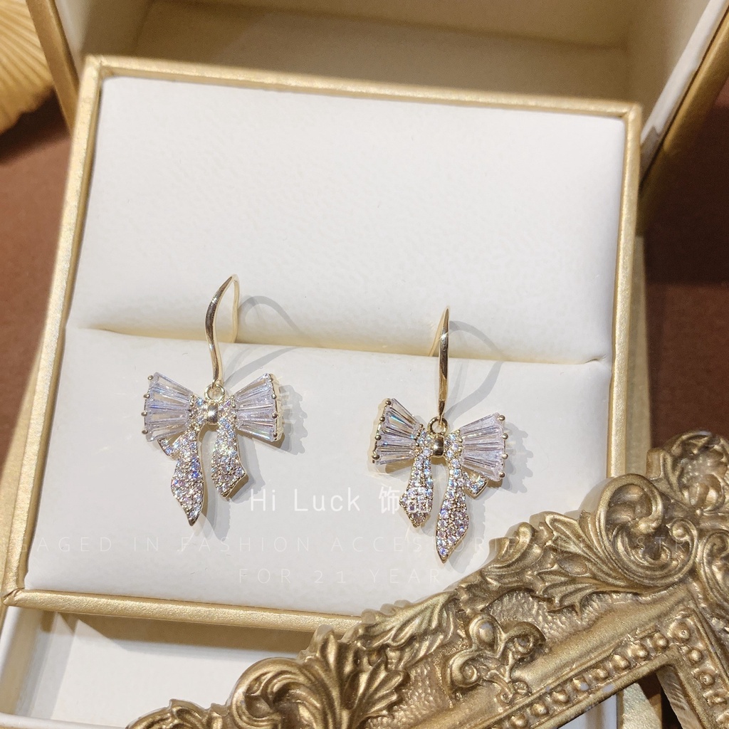 Bông Tai Hình Nơ Đính Đá Thời Trang 2022 Dành Cho Nữ