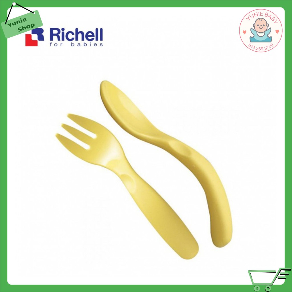 [Chính hãng] Bộ thìa nĩa cong Richell Nhật Bản RC42740