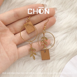 Bông tai gỗ lá vuông CHÒN ACCESSORIES CKT#0005