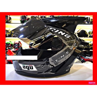 Combo mũ full face AGU Racing Energy + sừng nhọn (chọn màu) + Đuôi gió (chọn màu)