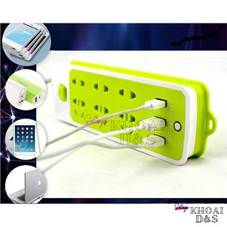 Ổ Điện Đa Năng Chống Giật 3 Cổng USB và 9 ổ cắm tiện dụng - Ổ Điện xanh nhiều cổng cắm, chống giật, có đèn báo điện