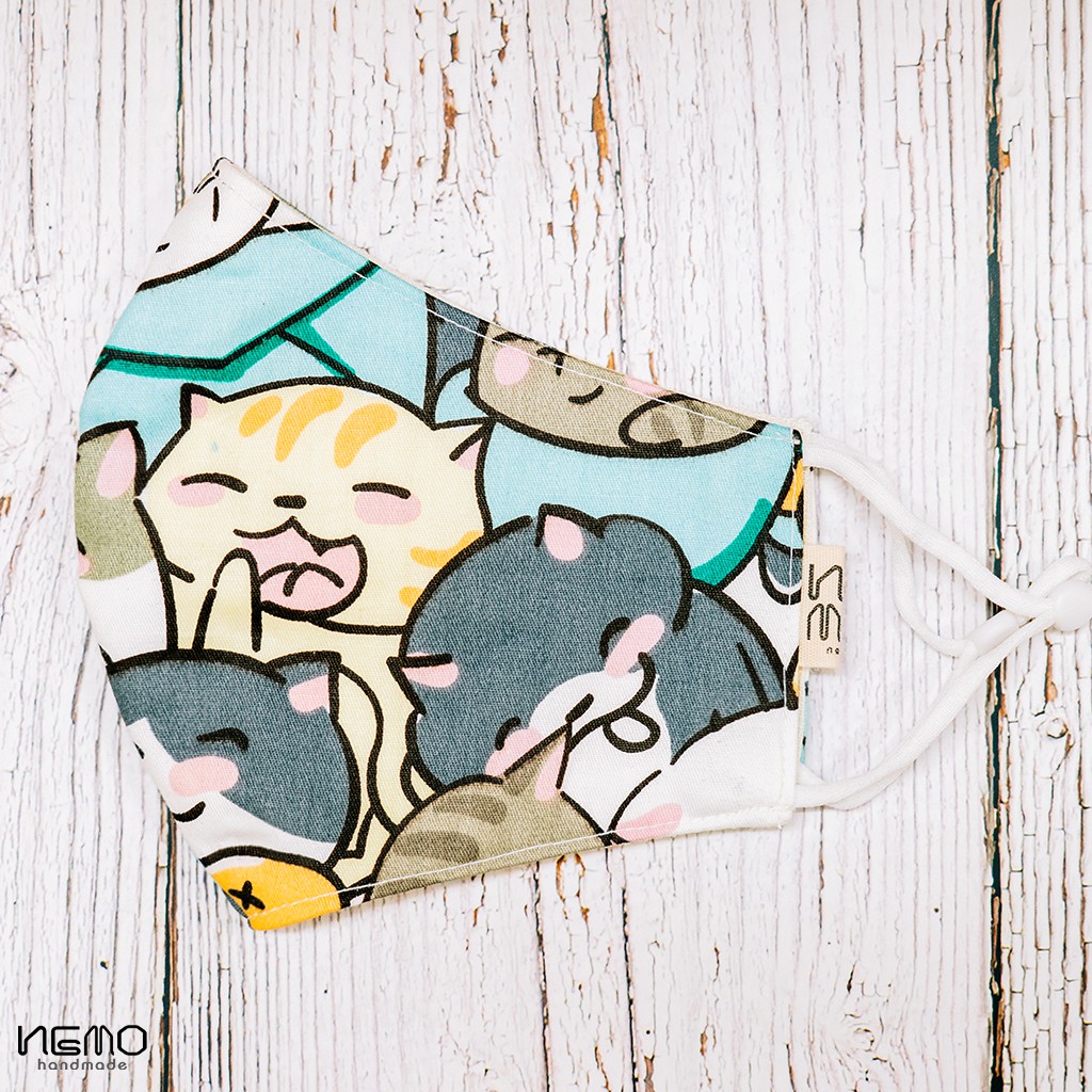 Khẩu Trang Vải 3 Lớp Họa Tiết Mèo Sắc Màu, có nút tăng giảm dây tiện lợi dành cho người lớn cả nam và nữ - KTHTMDM | BigBuy360 - bigbuy360.vn