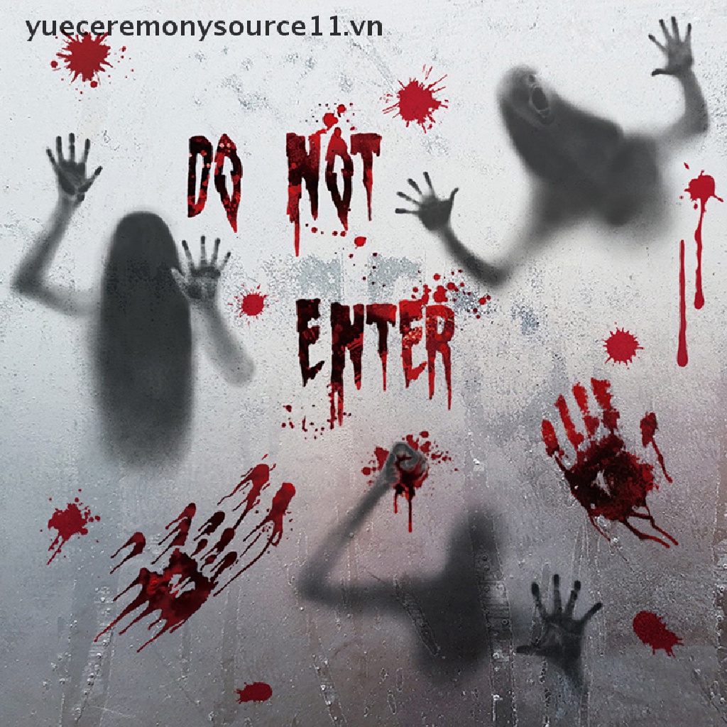 Miếng Dán Cửa Kính Phòng Tắm / Cửa Sổ Trang Trí Halloween Hình Bàn Tay Máu Kinh Dị