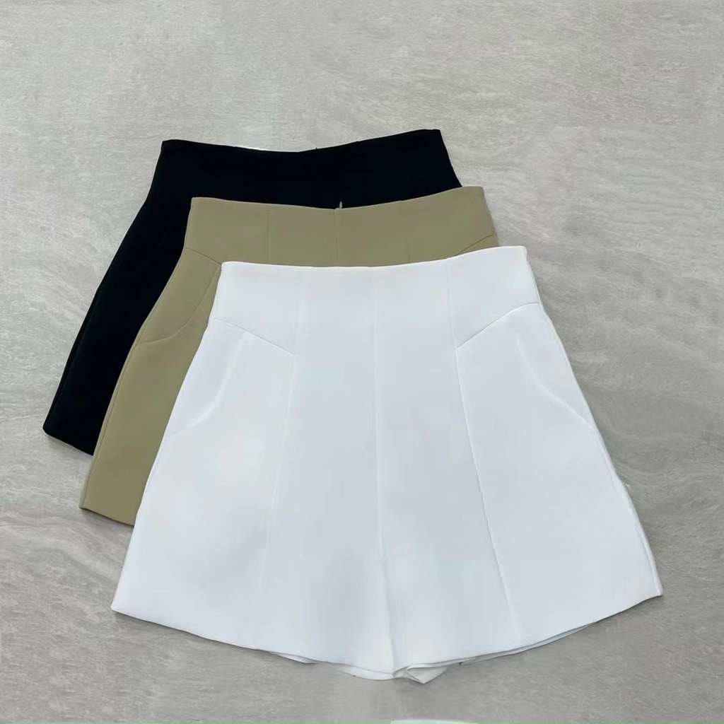 {YAME By Thuy Tran} Quần Short Lưng Cao Không Nút Vải 2 lớp Form Đẹp