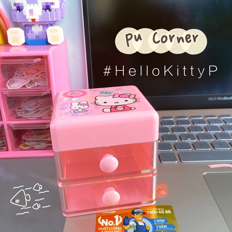 Tủ 2 ngăn mini size 7x6,5x7,3 cm Melody - Cinnamoroll - Hello kitty decor