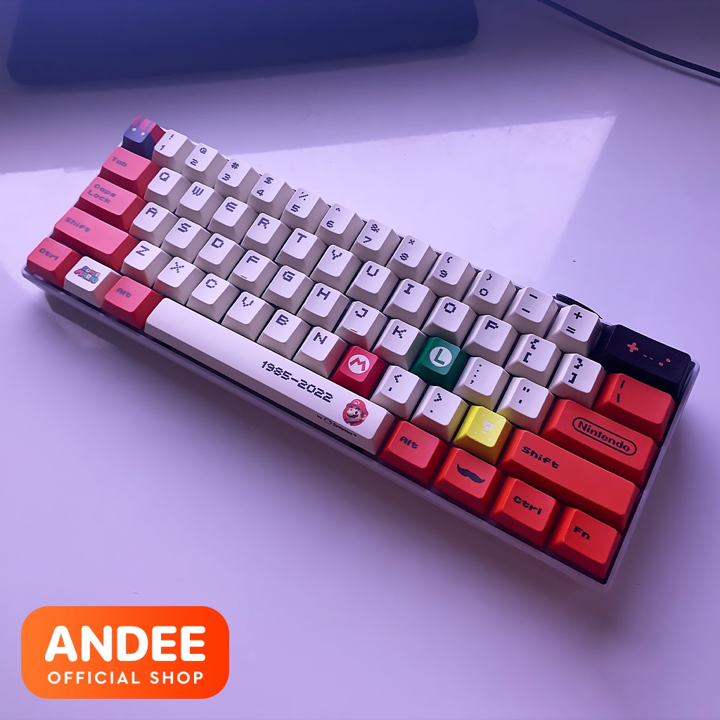 Keycap Mario đỏ 110 nút profile Cherry dễ thương cho bàn phím cơ