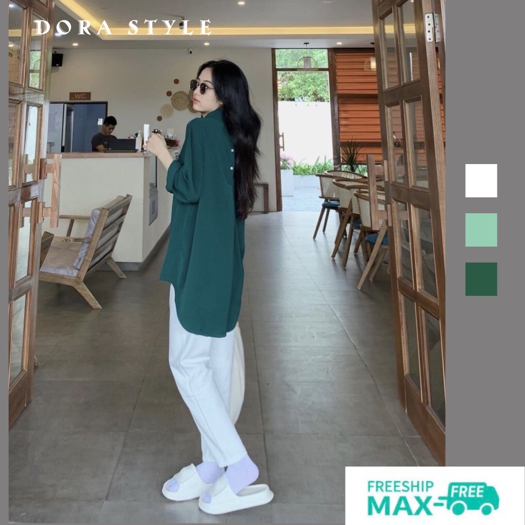 Áo sơ mi trơn vạt đuôi tôm DORA đi học đi làm cá tính Somivattom1104_P0K38