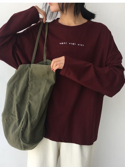Áo Thun Tay Dài Form Rộng Phong Cách Hàn Quốc Ulzzang thu đông VINI VIDI VICI - Ảnh thật ở cuối | BigBuy360 - bigbuy360.vn