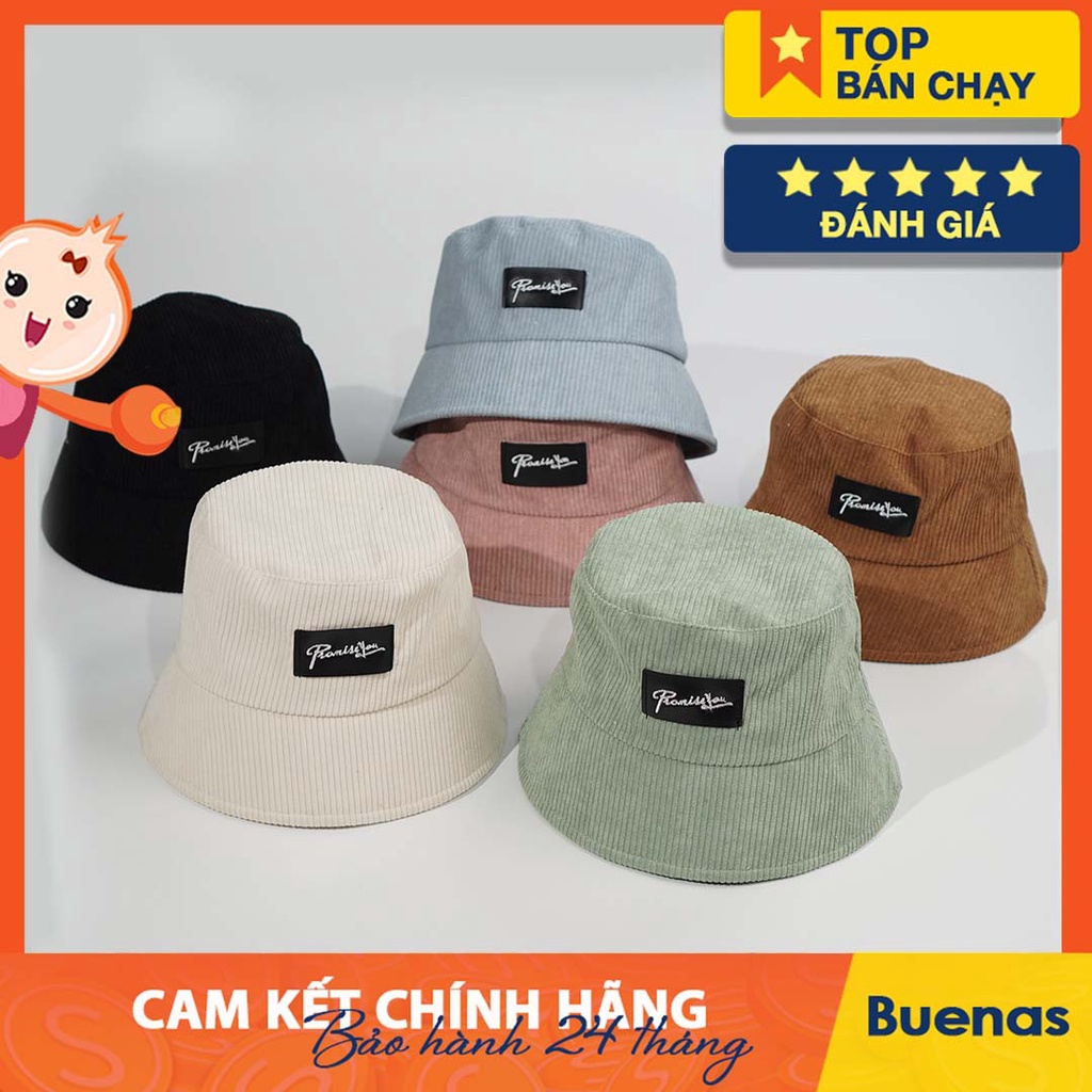 Mũ bucket vành cụp - Nón tai bèo thêu PromissYou chất nhung tăm cao cấp form unisex nam nữ học sinh