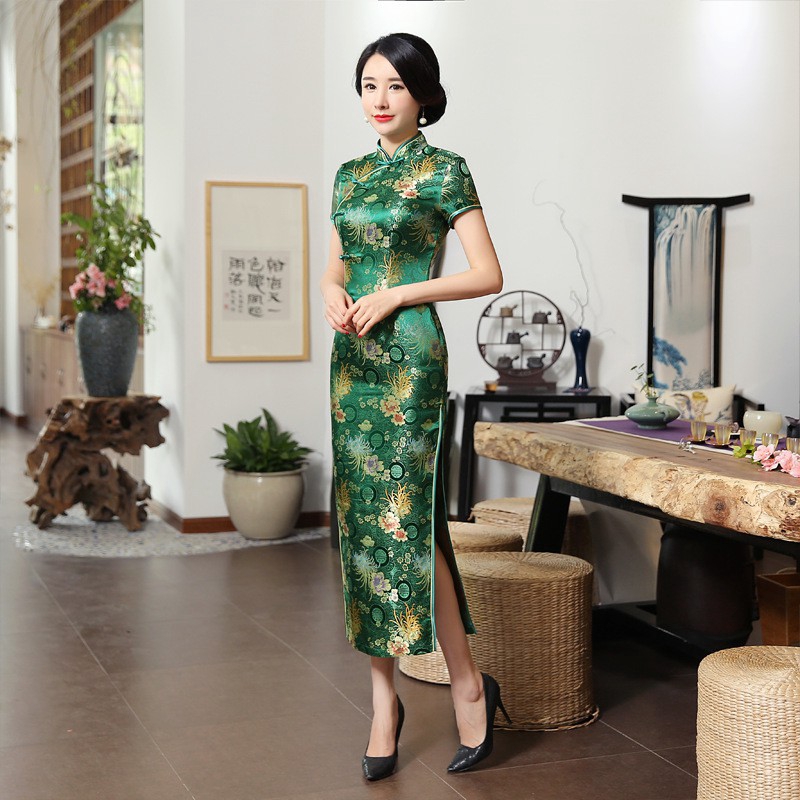 Chinese Traditional Long Cheongsam Plus Size Vintage Slim Female Women Qipao Dress