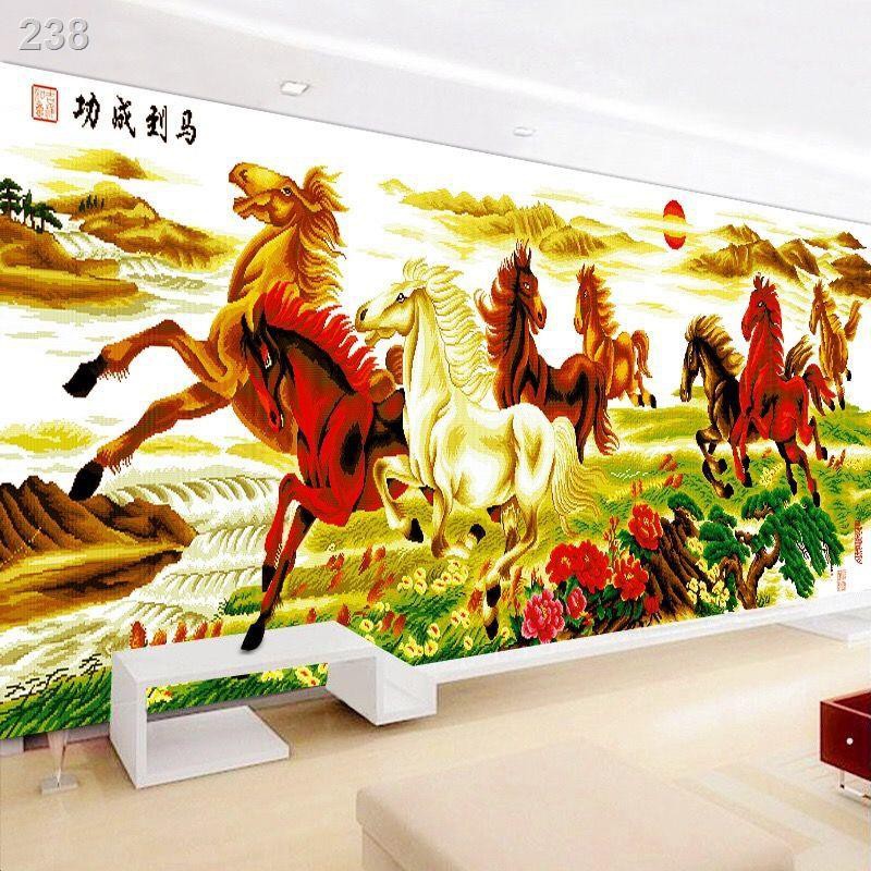 sức mạnh di động5D kim cương vẽ ngựa để thành công tám con hình ảnh 2021 mới tự làm cross stitch bầu không khí phòng kh