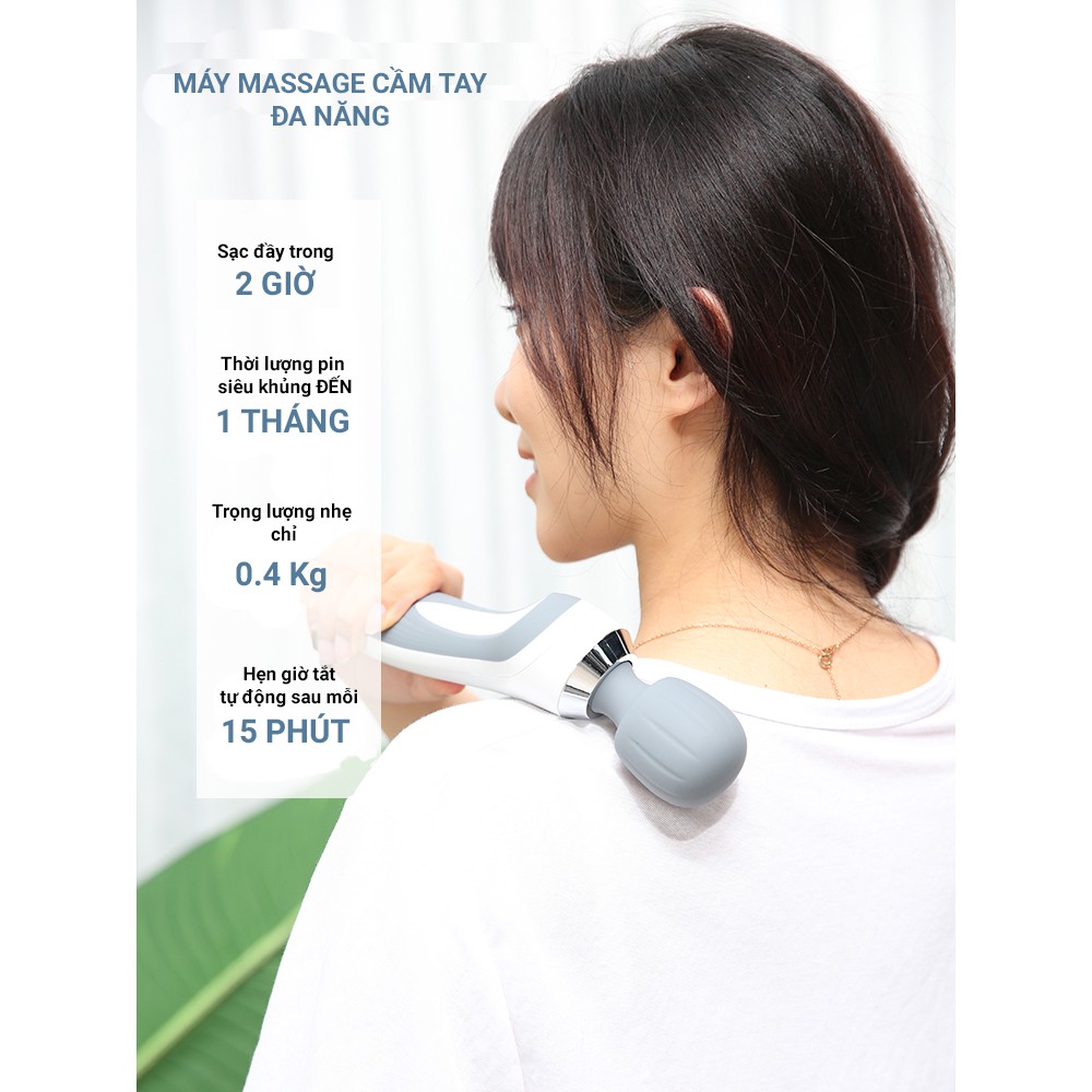Máy Massage Cầm Tay Jinkairui 5 Chế Độ Rung, Chống Nước IPX7 - Tặng Kèm Máy Massage Mini - Hàng Nhập Khẩu