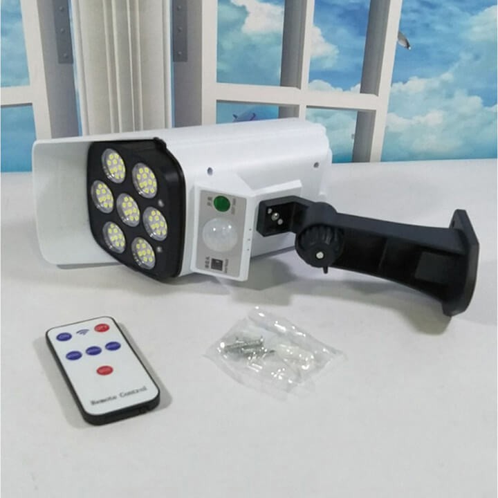 Đèn năng lượng mặt trời giả camera tự động bật tắt chống trộm, Chống nước IP66, Sử dụng 6 tiếng, Có 3 chế độ, Điều khiển