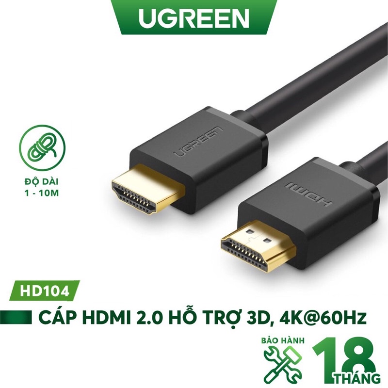 Dây Cáp HDMI Ugreen 1.4 Lõi Đồng 19+1, Độ dài từ 1-10m Ugreen