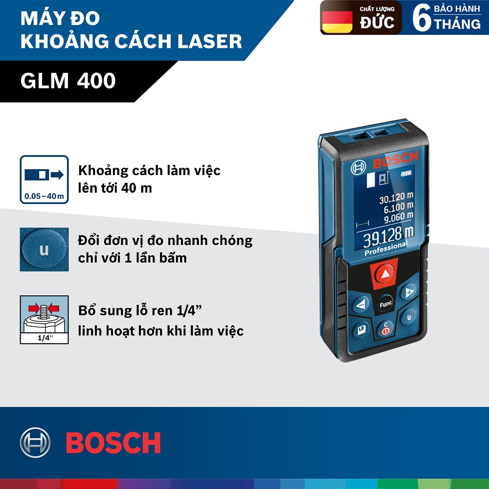 Máy đo khoảng cách laser Bosch 40m - GLM 400