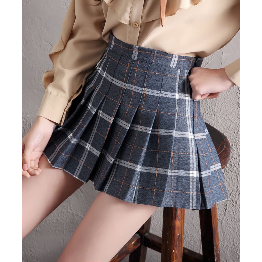 FREESHIP ĐƠN 99K_ Chân váy lưng cao gấp nếp kẻ caro | BigBuy360 - bigbuy360.vn