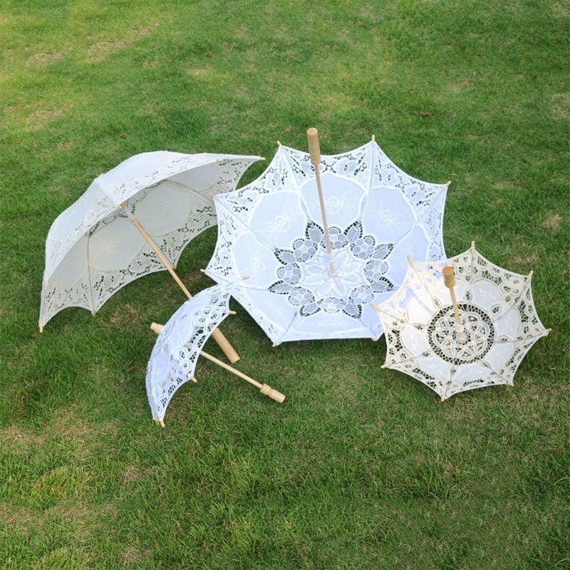 Dù Vải Ren Màu Trắng Thời Trang Dùng Làm Phụ Kiện Chụp Ảnh Cưới