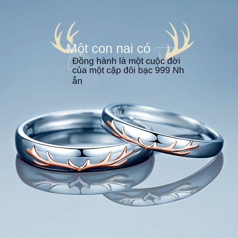 Yilu có cho bạn chiếc nhẫn cặp đôi nữ và nam bằng bạc 999 sterling không phai chữ thủy triều kỷ niệm quà tặng ngày