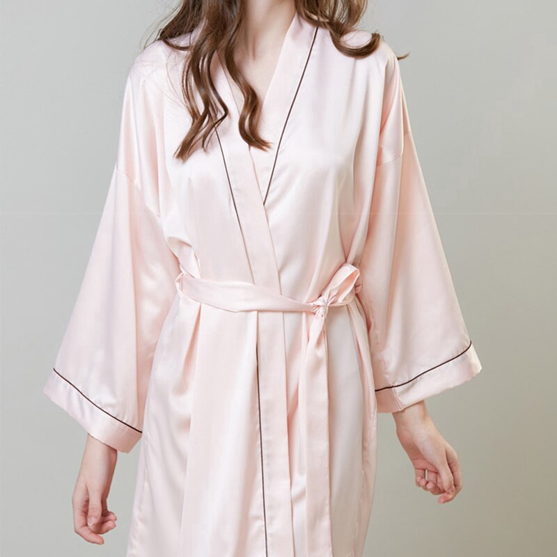 High Quality New Silk Kimono Robe Bathrobe Women Bridesmaid Sexy Navy Blue Satin Solid Robes Female Ladies Dressing Gowns | BigBuy360 - bigbuy360.vn