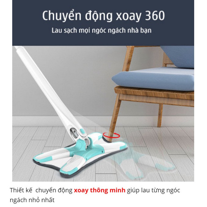 Home and Garden - CHỔI LAU NHÀ XOẮN TAY KHÔNG GIẶT SHINJI (Bạc) - Lau sạch mọi vị trí trong ngôi nhà bạn