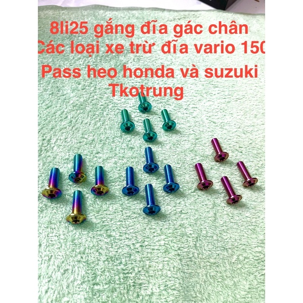 Ốc titanium 8li25 gắn đĩa xe máy các loại