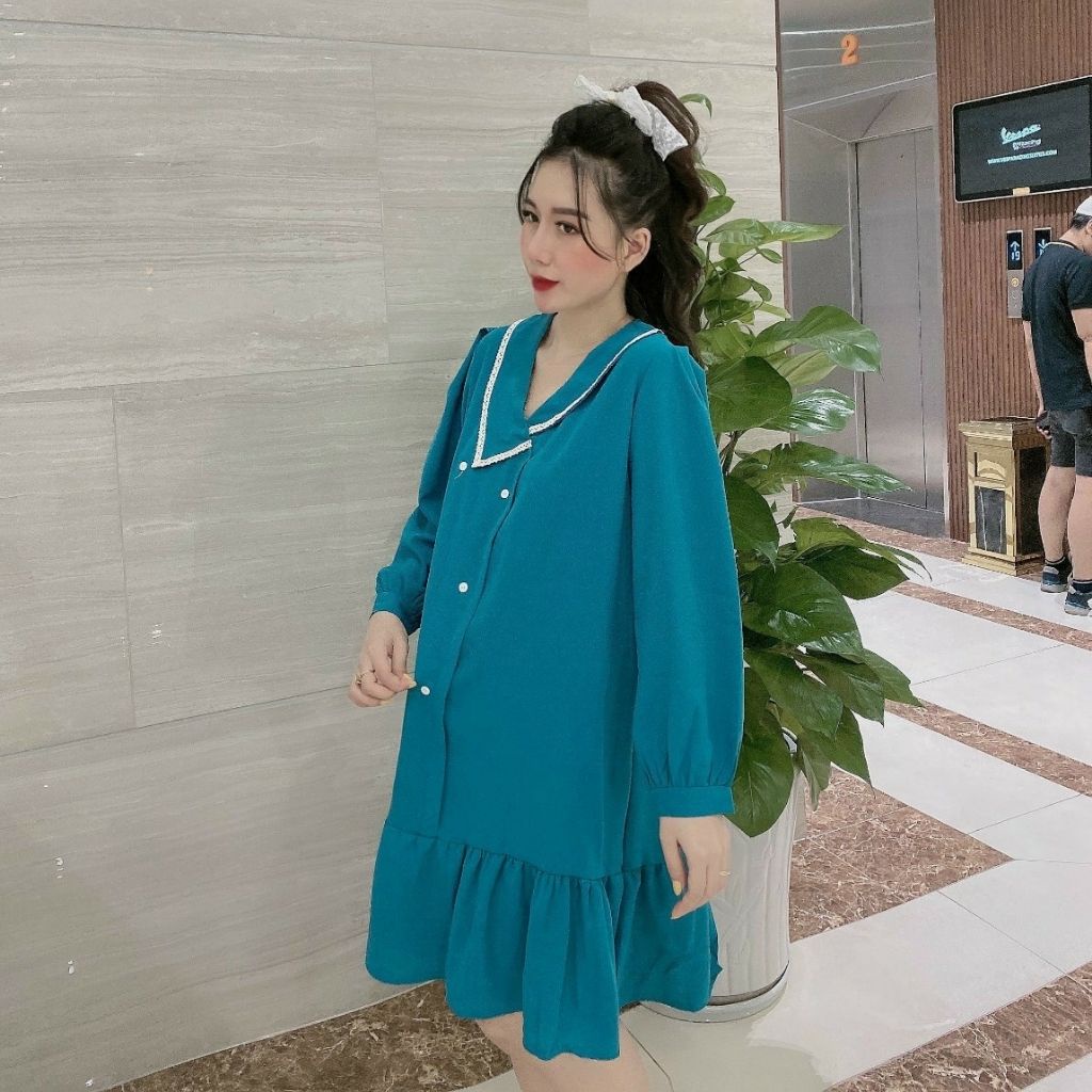 Đầm bầu dài tay M219 chất cát hàn thời trang thiết kế freesize từ 45 đến 70kg