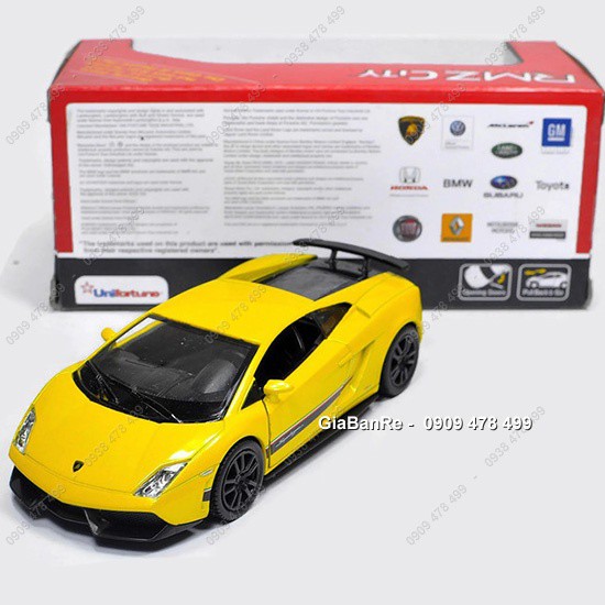 XE MÔ HÌNH SẮT TỈ LỆ 1:36 - LAMBOGHINI GALLARDO LP570-4 - SUPERLEGGA - VÀNG - RMZ - 7126.1