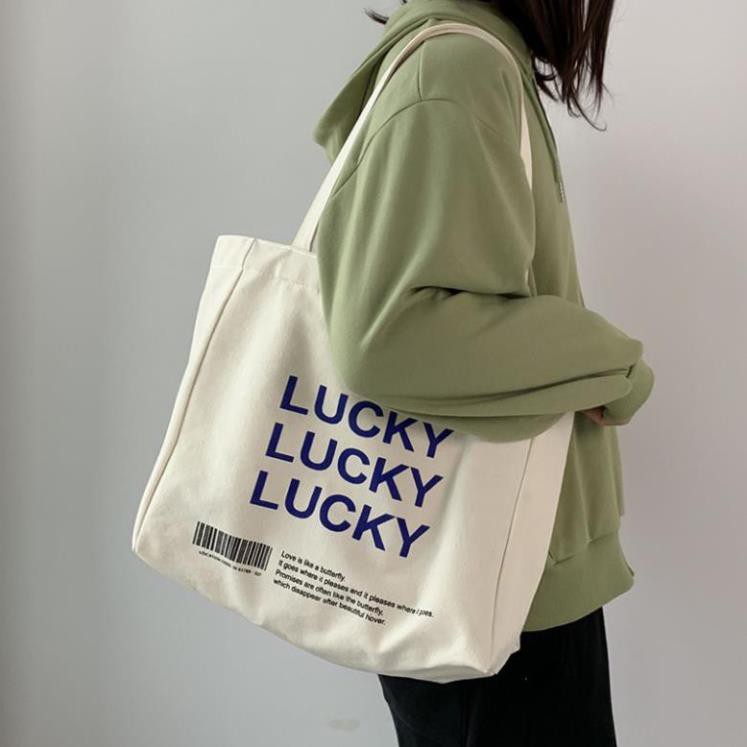 Túi vải canvas, túi đeo vai LUCKY phong cách Nhật Bản