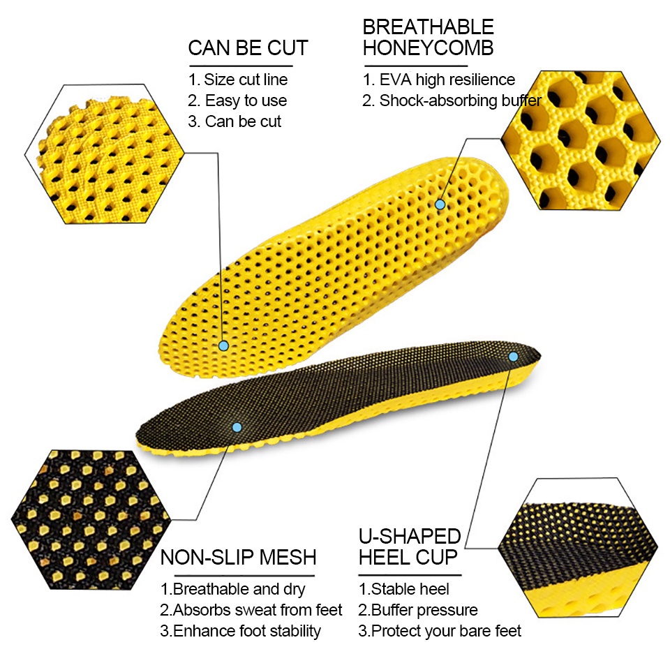 Miếng Lót Giày Thể Thao Thoáng Khí Thấm Hút Tốt Chống Sốc Tiện Dụng Cho Nam Và Nữ