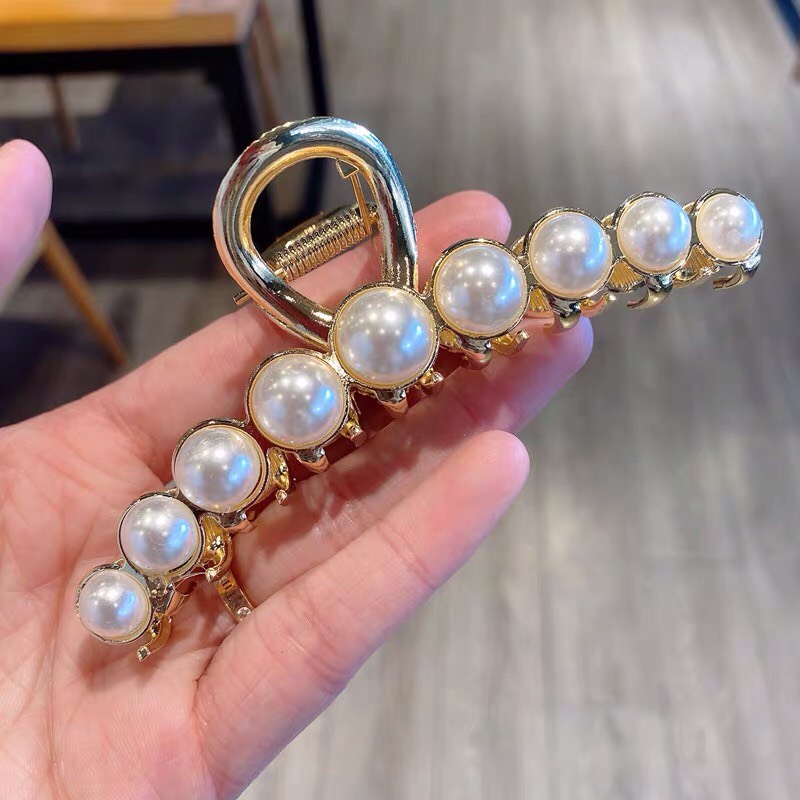 Kẹp tóc Hàn Quốc đính đá Aikimo cặp búi tóc càng cua kim loại sang chảnh xinh xắn cho nữ hottrend KD11cm