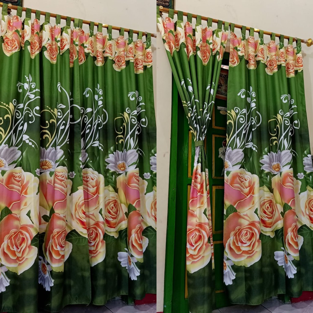 Bán sỉ rèm cửa dán!! Rèm cửa dây thừng màu xanh lá cây ROSE GREEN