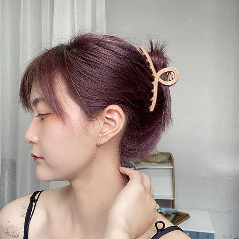 Kẹp Tóc Nhựa Màu Trơn Phong Cách Retro Thanh Lịch Cho Nữ