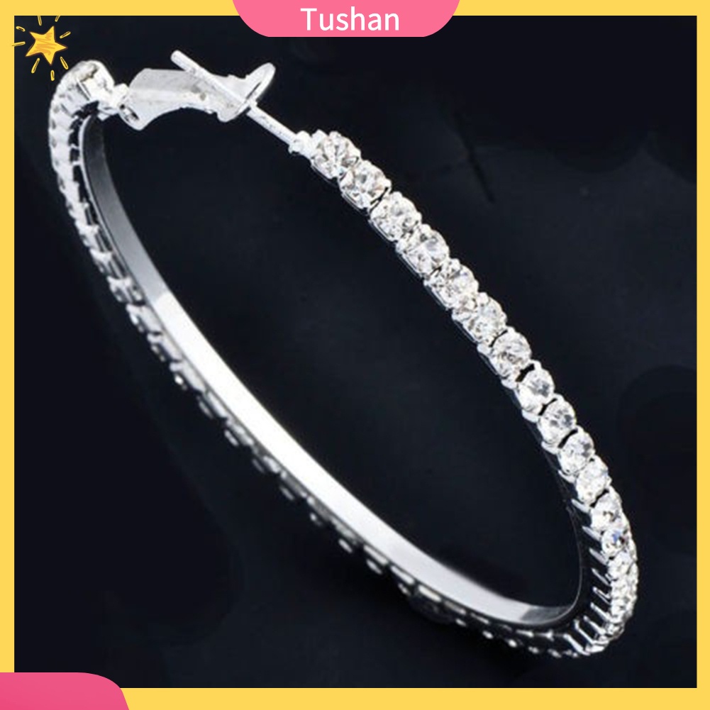 Đôi bông tai khoen tròn đính đá thời trang cho nữ