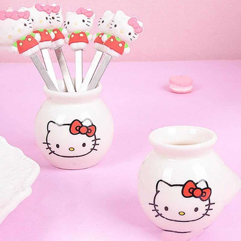 Bộ 6 Nĩa Ăn Trái Cây Hình Hello kitty