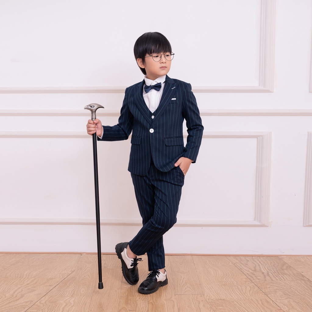 Bộ vest bé trai SANRO KIDS kẻ xanh cao cấp