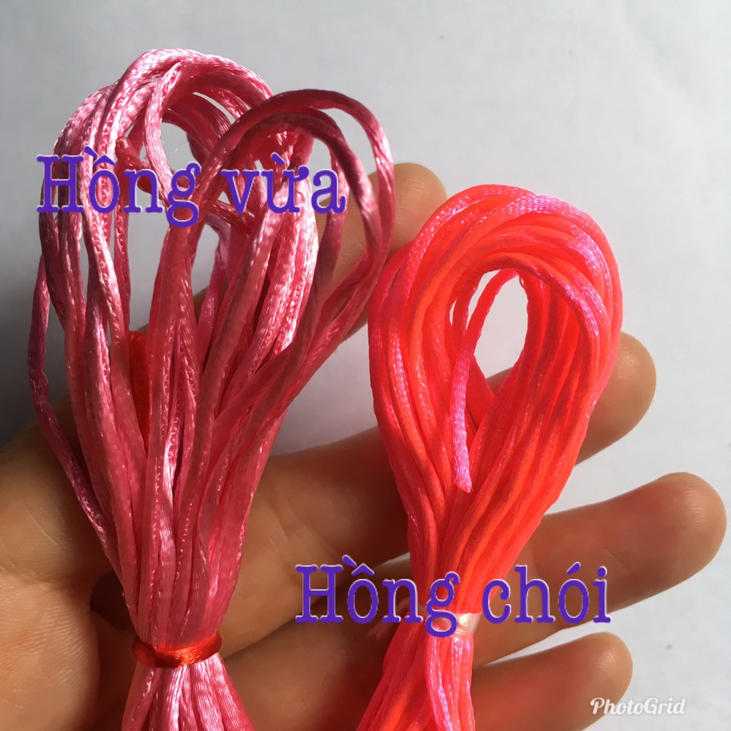 Dây tim lụa Satin cord size 1mm LOẠI TỐT thắt vòng tay treo nôi dây dù trơn bóng chỉ đỏ thắt vòng