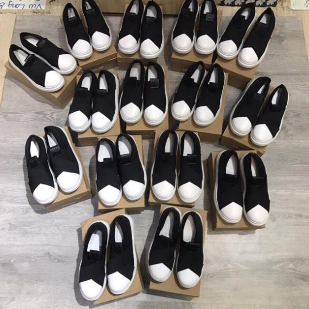 Giày thể thao nữ slip on dáng cơ bản chất vải mềm nâng đế 3p êm chân, giày sneaker nữ thon gọn nhẹ thời trang