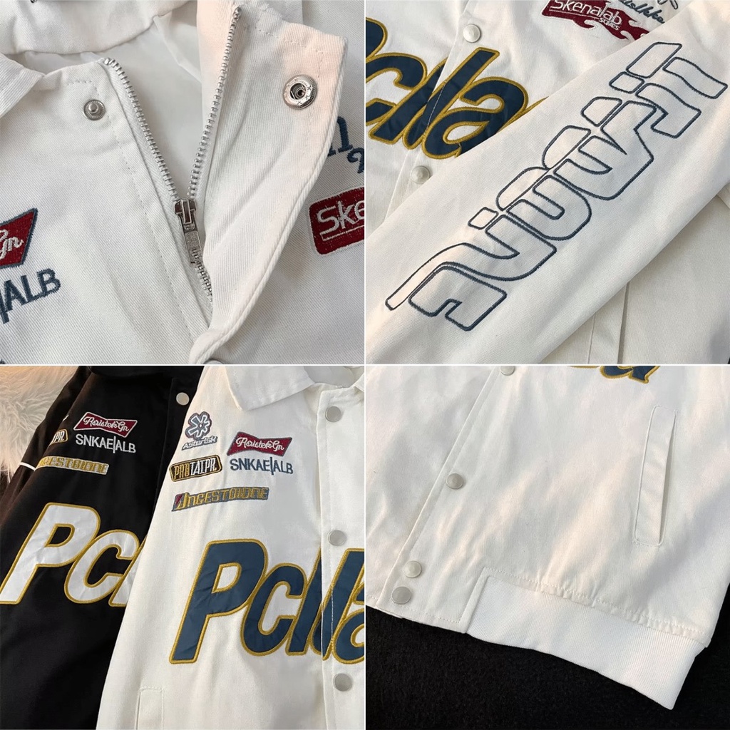 Áo Khoác Tay Dài Dáng Rộng Thêu Chữ Phong Cách Hàn Quốc Thời Trang Cho Nam Và Nữ